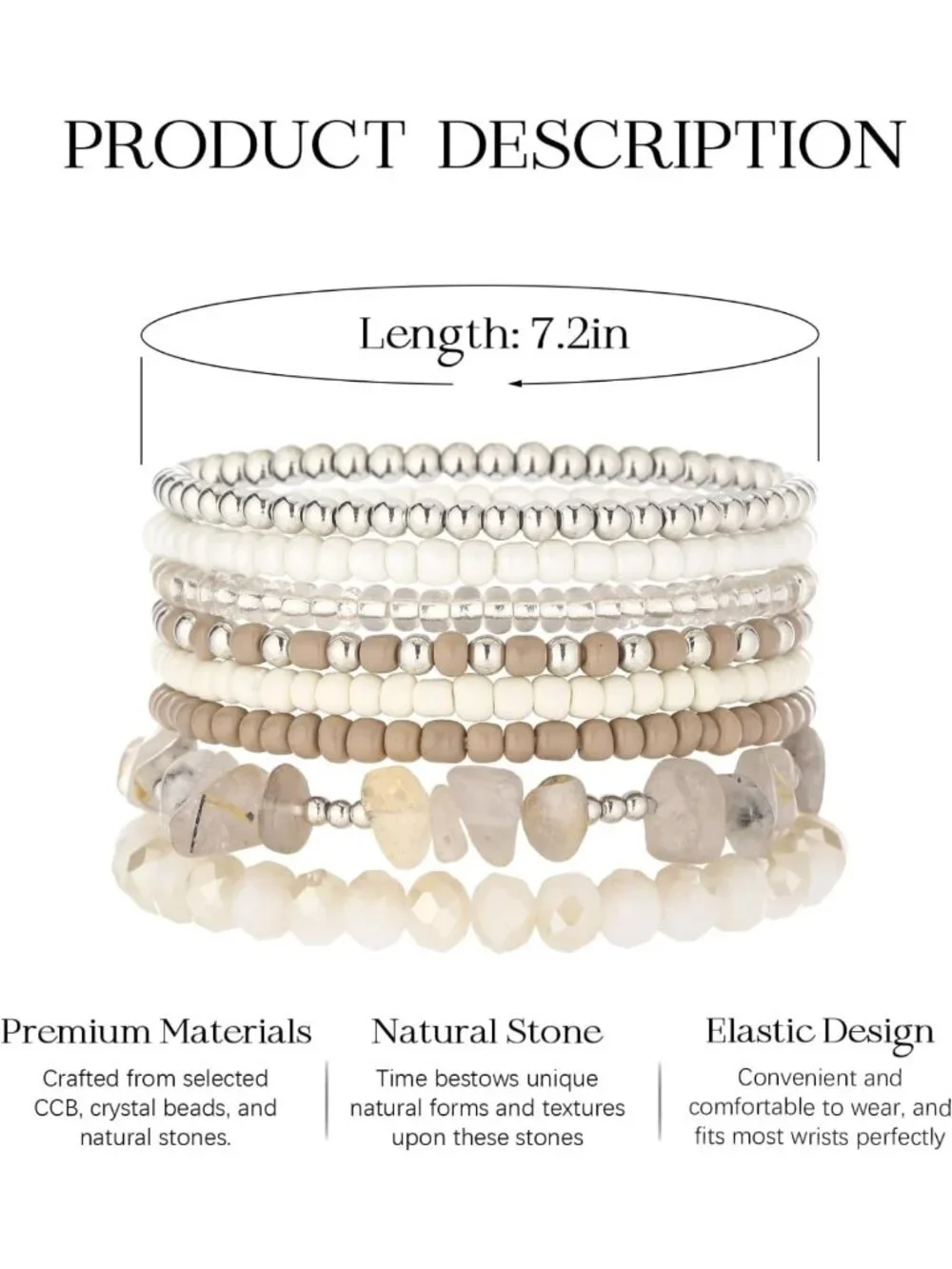 Boho Stackable Beaded Bracelets Set - 8PCS Natural Stone Stretch Jewelry Gifts